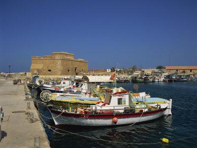 Fishing Boats in the Harbour at Paphos, Cyprus, Mediterranean, Europe