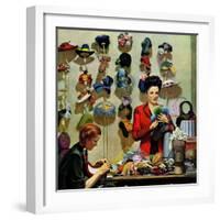 "Millinery Shop," March 10, 1945-John Falter-Framed Giclee Print