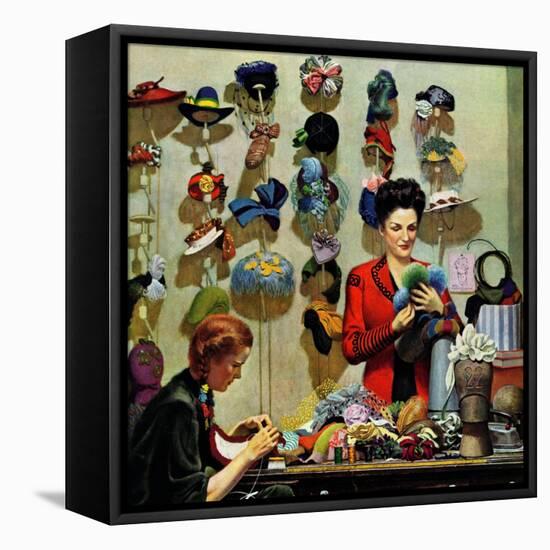 "Millinery Shop," March 10, 1945-John Falter-Framed Stretched Canvas