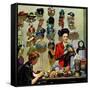 "Millinery Shop," March 10, 1945-John Falter-Framed Stretched Canvas
