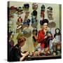 "Millinery Shop," March 10, 1945-John Falter-Stretched Canvas