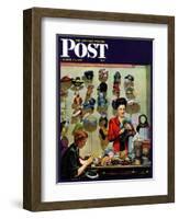 "Millinery Shop," Saturday Evening Post Cover, March 10, 1945-John Falter-Framed Giclee Print