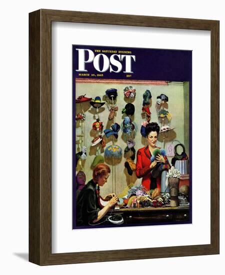 "Millinery Shop," Saturday Evening Post Cover, March 10, 1945-John Falter-Framed Giclee Print