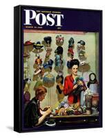 "Millinery Shop," Saturday Evening Post Cover, March 10, 1945-John Falter-Framed Stretched Canvas