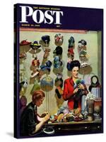 "Millinery Shop," Saturday Evening Post Cover, March 10, 1945-John Falter-Stretched Canvas