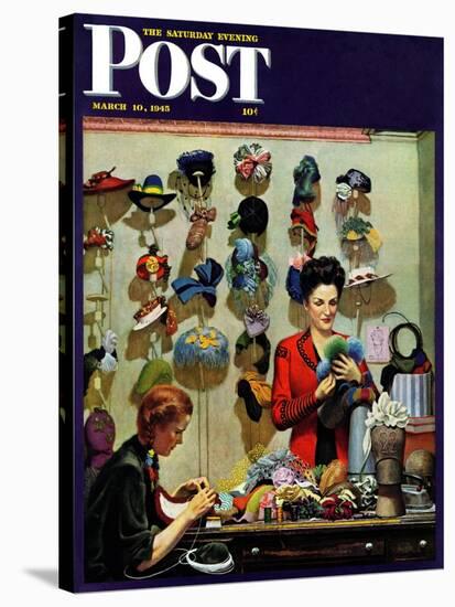 "Millinery Shop," Saturday Evening Post Cover, March 10, 1945-John Falter-Stretched Canvas
