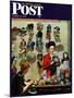 "Millinery Shop," Saturday Evening Post Cover, March 10, 1945-John Falter-Mounted Giclee Print