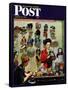 "Millinery Shop," Saturday Evening Post Cover, March 10, 1945-John Falter-Framed Stretched Canvas