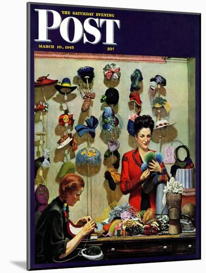 "Millinery Shop," Saturday Evening Post Cover, March 10, 1945-John Falter-Mounted Giclee Print