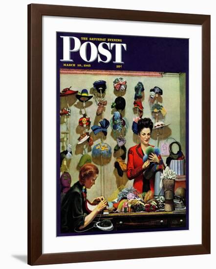 "Millinery Shop," Saturday Evening Post Cover, March 10, 1945-John Falter-Framed Giclee Print