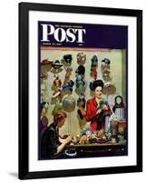 "Millinery Shop," Saturday Evening Post Cover, March 10, 1945-John Falter-Framed Giclee Print