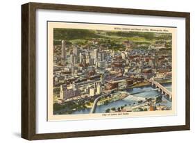 Milling District and Downtown Minneapolis, Minnesota-null-Framed Art Print