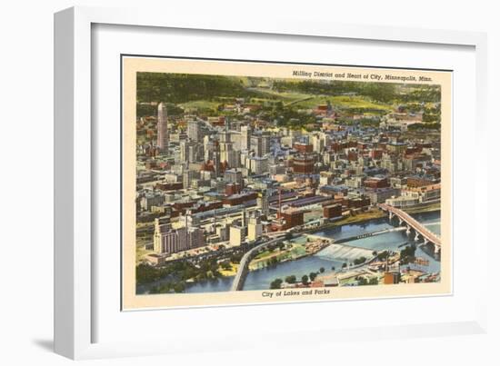 Milling District and Downtown Minneapolis, Minnesota-null-Framed Art Print