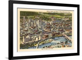 Milling District and Downtown Minneapolis, Minnesota-null-Framed Premium Giclee Print