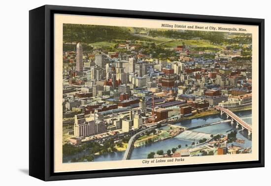 Milling District and Downtown Minneapolis, Minnesota-null-Framed Stretched Canvas