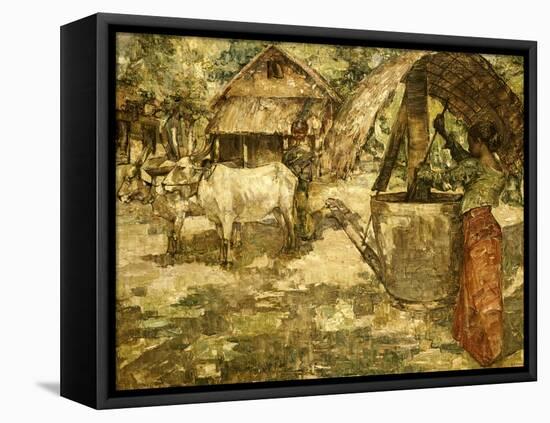 Milling Grain, Ceylon, 1907-Edward Atkinson Hornel-Framed Stretched Canvas