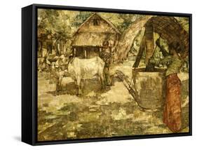 Milling Grain, Ceylon, 1907-Edward Atkinson Hornel-Framed Stretched Canvas