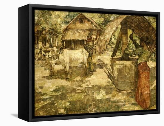 Milling Grain, Ceylon, 1907-Edward Atkinson Hornel-Framed Stretched Canvas