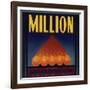 Million Brand - Arlington, California - Citrus Crate Label-Lantern Press-Framed Art Print