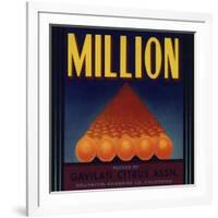 Million Brand - Arlington, California - Citrus Crate Label-Lantern Press-Framed Art Print