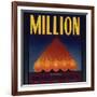 Million Brand - Arlington, California - Citrus Crate Label-Lantern Press-Framed Art Print