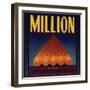 Million Brand - Arlington, California - Citrus Crate Label-Lantern Press-Framed Art Print