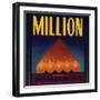 Million Brand - Arlington, California - Citrus Crate Label-Lantern Press-Framed Art Print