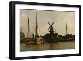 Mills at Dordrecht, 1872 (Oil on Canvas)-Charles Francois Daubigny-Framed Giclee Print