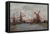 Mills at Westzijderveld Near Zaandam, 1871-Claude Monet-Framed Stretched Canvas