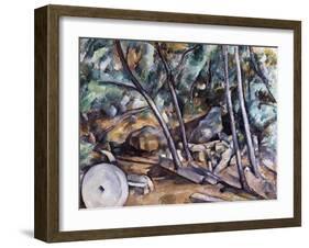 Millstone in the Park of the Chateau Noir-Paul Cézanne-Framed Giclee Print