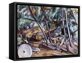 Millstone in the Park of the Chateau Noir-Paul Cézanne-Framed Stretched Canvas