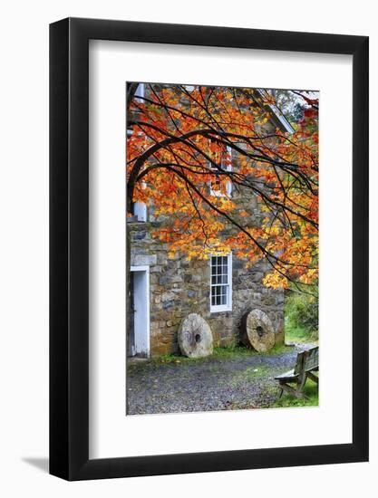 Millstones at a Gristmill During Fall, Cooper Mill, Chatham, New Jersey-George Oze-Framed Photographic Print