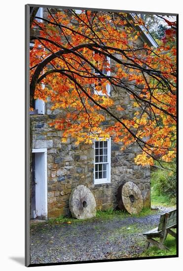 Millstones at a Gristmill During Fall, Cooper Mill, Chatham, New Jersey-George Oze-Mounted Photographic Print
