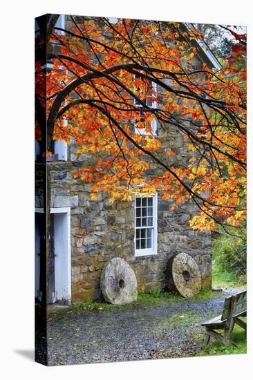 Millstones at a Gristmill During Fall, Cooper Mill, Chatham, New Jersey-George Oze-Stretched Canvas