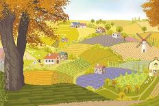 View from a Hill on a Farm in Autumn-Milovelen-Art Print