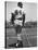 Milwaukee Braves Hank Aaron Leaning on Bat During Baseball Game-George Silk-Stretched Canvas