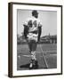 Milwaukee Braves Hank Aaron Leaning on Bat During Baseball Game-George Silk-Framed Premium Photographic Print