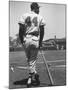 Milwaukee Braves Hank Aaron Leaning on Bat During Baseball Game-George Silk-Mounted Premium Photographic Print