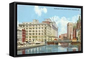 Milwaukee River, Downtown Milwaukee, Wisconsin-null-Framed Stretched Canvas