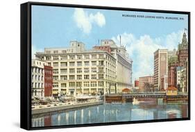 Milwaukee River, Downtown Milwaukee, Wisconsin-null-Framed Stretched Canvas