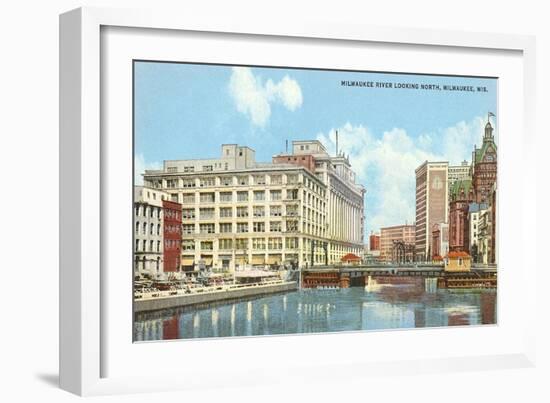 Milwaukee River, Downtown Milwaukee, Wisconsin-null-Framed Art Print