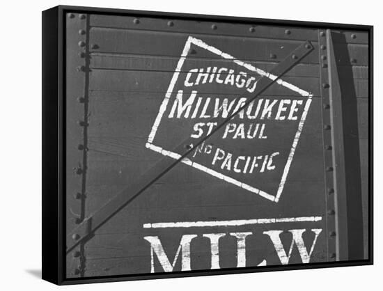 Milwaukee Road Boxcar Showing Logo-null-Framed Stretched Canvas