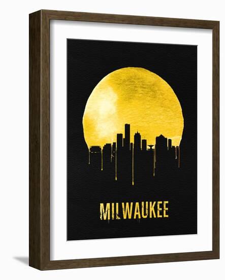 Milwaukee Skyline Yellow-null-Framed Art Print