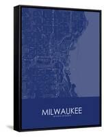 Milwaukee, United States of America Blue Map-null-Framed Stretched Canvas