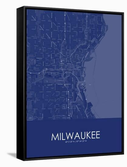 Milwaukee, United States of America Blue Map-null-Framed Stretched Canvas