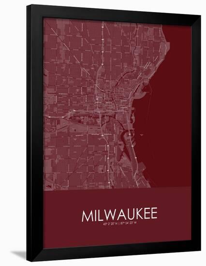 Milwaukee, United States of America Red Map-null-Framed Poster