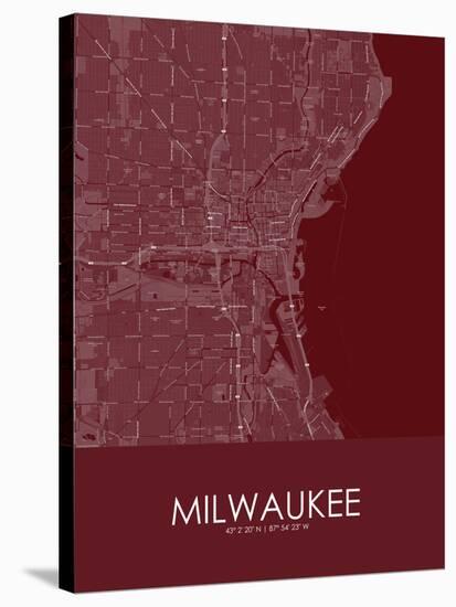 Milwaukee, United States of America Red Map-null-Stretched Canvas