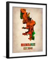 Milwaukee Watercolor Map-NaxArt-Framed Art Print