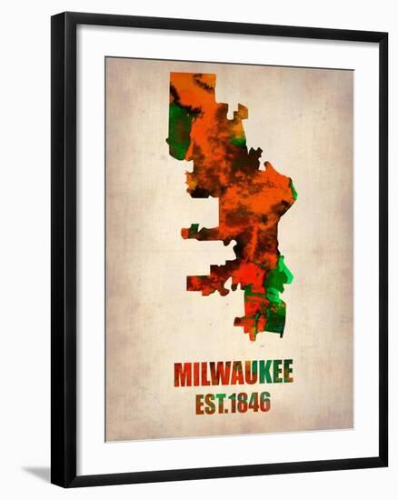 Milwaukee Watercolor Map-NaxArt-Framed Art Print