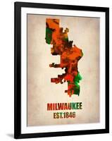 Milwaukee Watercolor Map-NaxArt-Framed Art Print